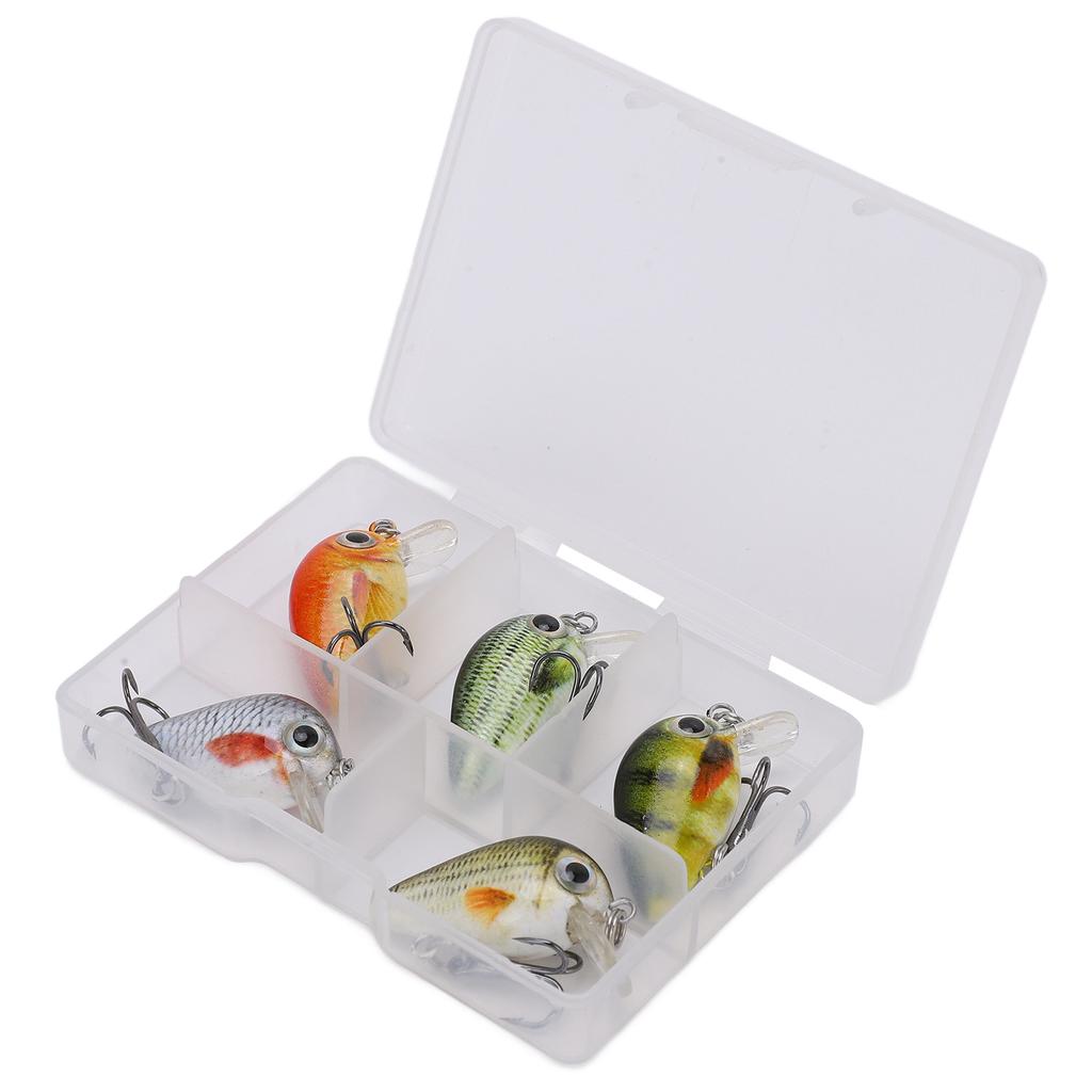 5 Pcs Mini Fishing Lures Crankbait Realistic Fishing Hard Baits Kit with Box for Sea Water and Fresh WaterType 3
