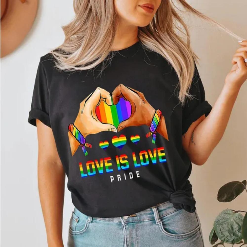 Women S Fashion Love Is Love Pride Print T Shirt Summer Casual Short Sleeve Shirts Tops S