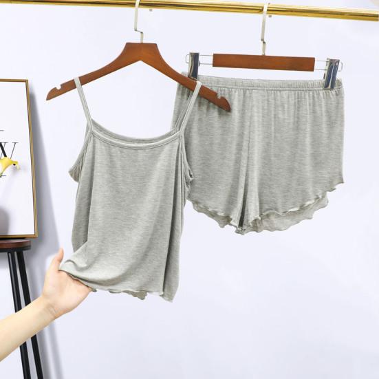 2 Teile/satz Camisole Shorts Set Rückenfreies Schlafen Gemütliche Chic Einfarbig Sling Top Shorts Nachthemd Homewear