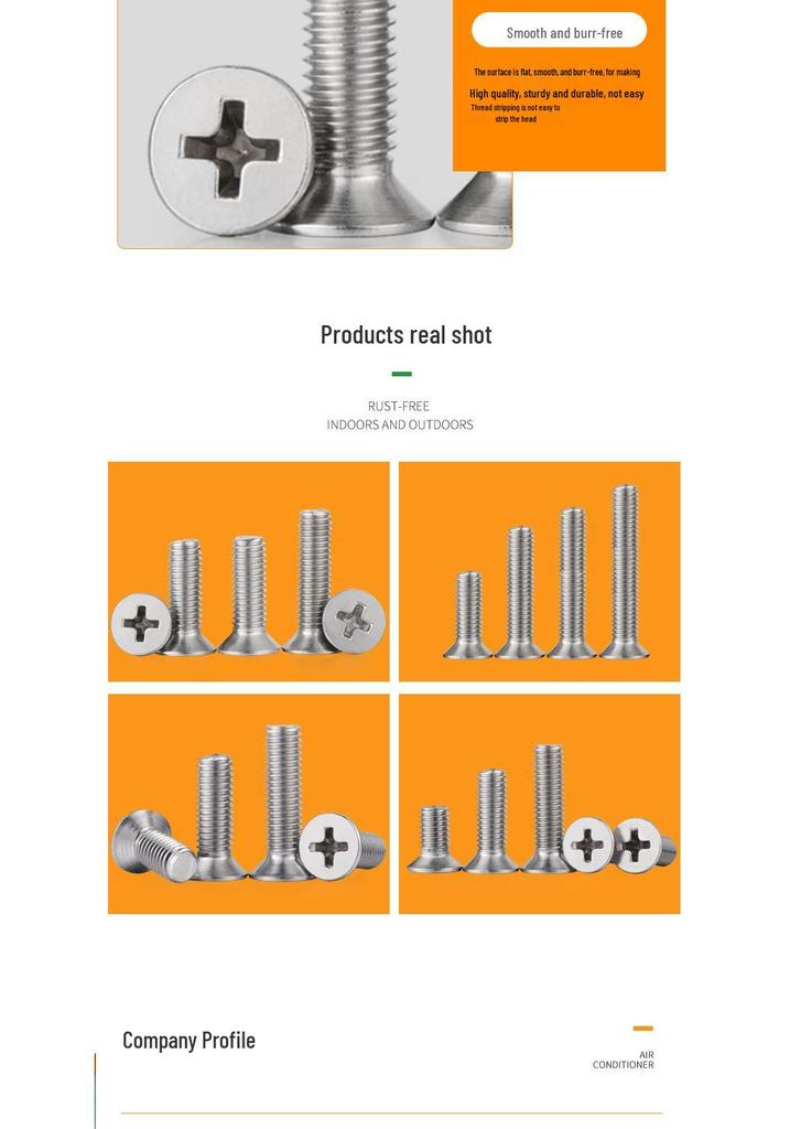 304 Stainless Steel KM Countersunk Phillips Flat Head Machine Screw, M1-M2.5, YB819