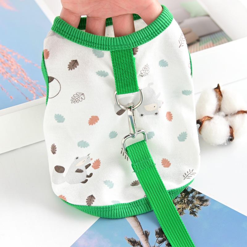 

Pet clothing cat dog clothing with leash small dog vest spring and summer thin breathable XXL зелёный