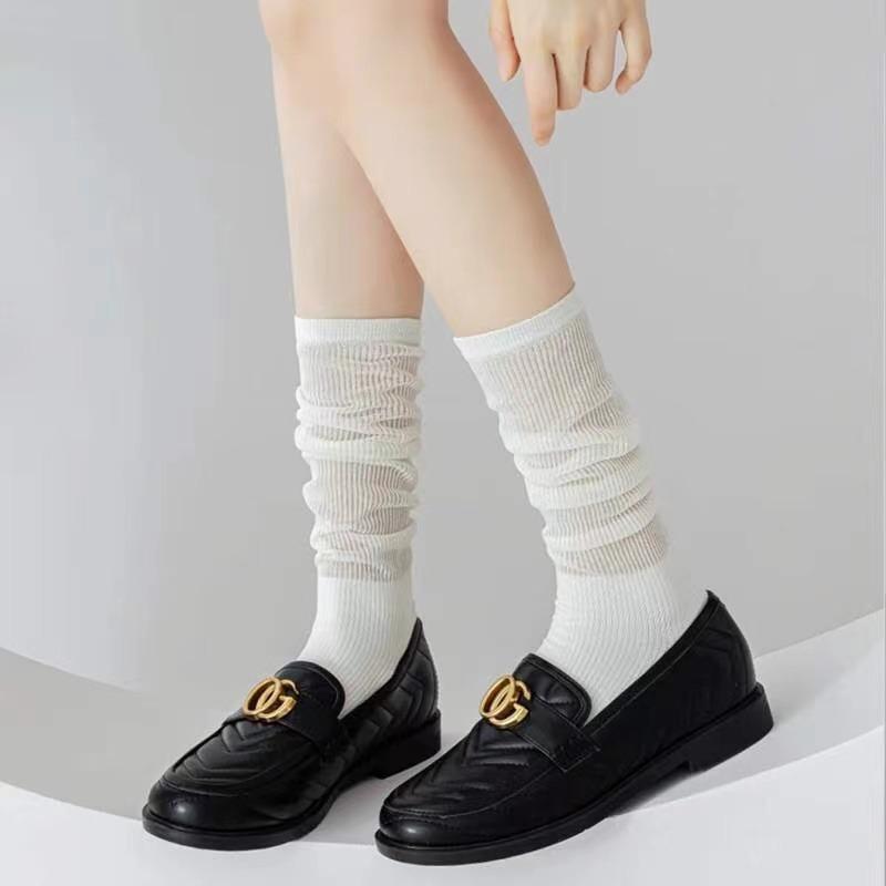 New Slim Calf Socks Pure Desire Pile Up Socks Women's Summer Versatile Mesh Long Socks