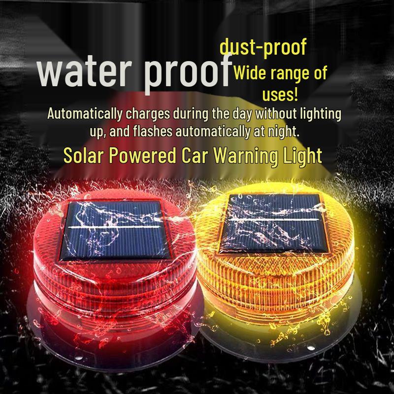 LED Solar Vehicle Roof Warning Signal Light with Strong Magnetic Base
