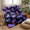 Galactic Puppies Pattern Theme Blanket Lightweight Warm Flannel Blanket Decorative Throw Blanket for Home Decoration