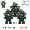 3pcs Military T51 Armor BOS Soldiers Mini Anime Action fallouts Figures Weapons Robot Kinghts Building Blocks Bricks Toys gifts