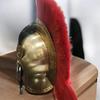 Roman Gladiator Helmet with Red Crest and Brass Queen Crest Handcrafted Medieval Warrior Armor Gift