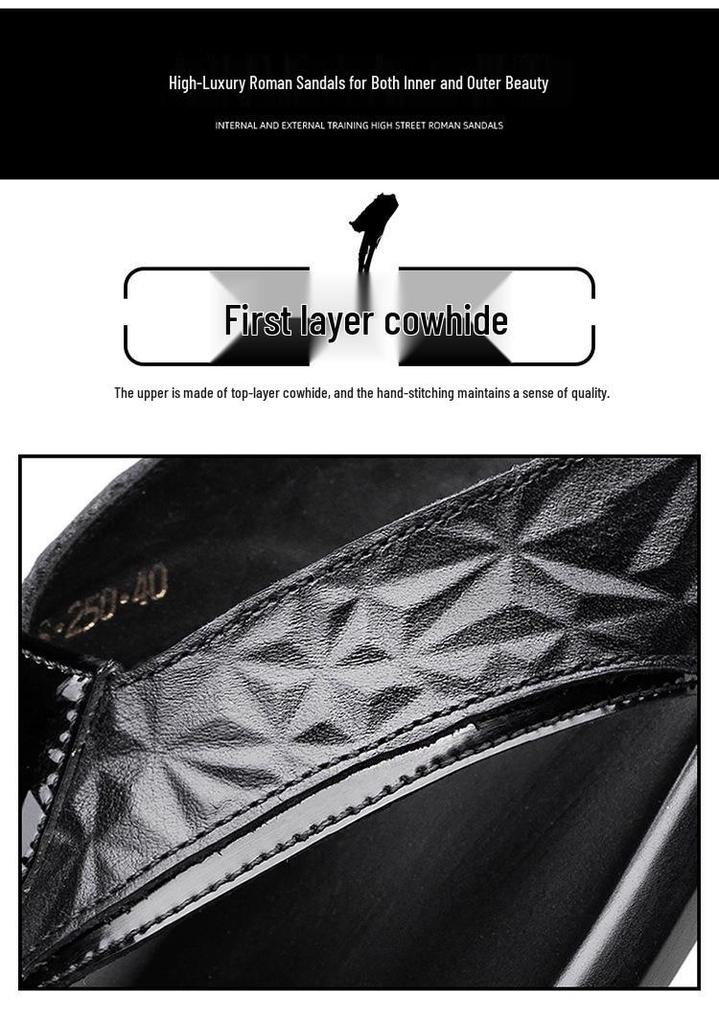 Men's Embossed Cowhide Leather Flip-Flops – Summer Beach Sandals