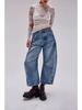 2024 Damen Wide-Leg Mid-Low Waist Washed Denim Jeans