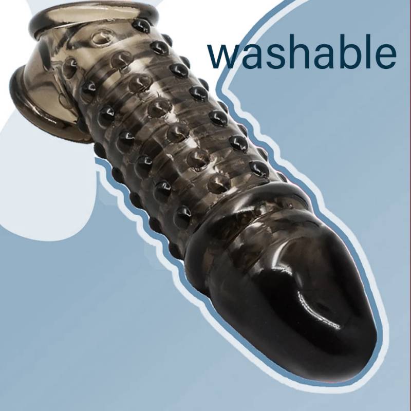 Reusable Penis Extender Cock Rings Delay Ejaculation Penis Condoms Dick Sleeve Silicone Glans Cover Enlargement Sex Toys For Men