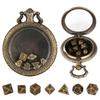 Unique Pocket Watch Case with 7pcs/set Metal Polyhedral Dices Pendant Delicate Pocket Watch for Gamers and Collectors