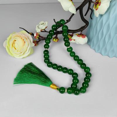 12mm Crystal Muslim Prayer Beads with Gold Tassel - 33 Beads Tasbih.