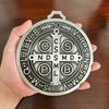 Extra Large Saint Benito Medal 5 Inch Vintage Brass Saint Benedict Round Prize Home Decor Pendant Zinc Alloy