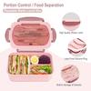 NatraProw Adult Lunch Box, 1200ml Adult Lunch Container, Leakproof Lunch Box with Utensils, BPA-Free, 3-Compartment Bento Box, Microwave Safe, Pink