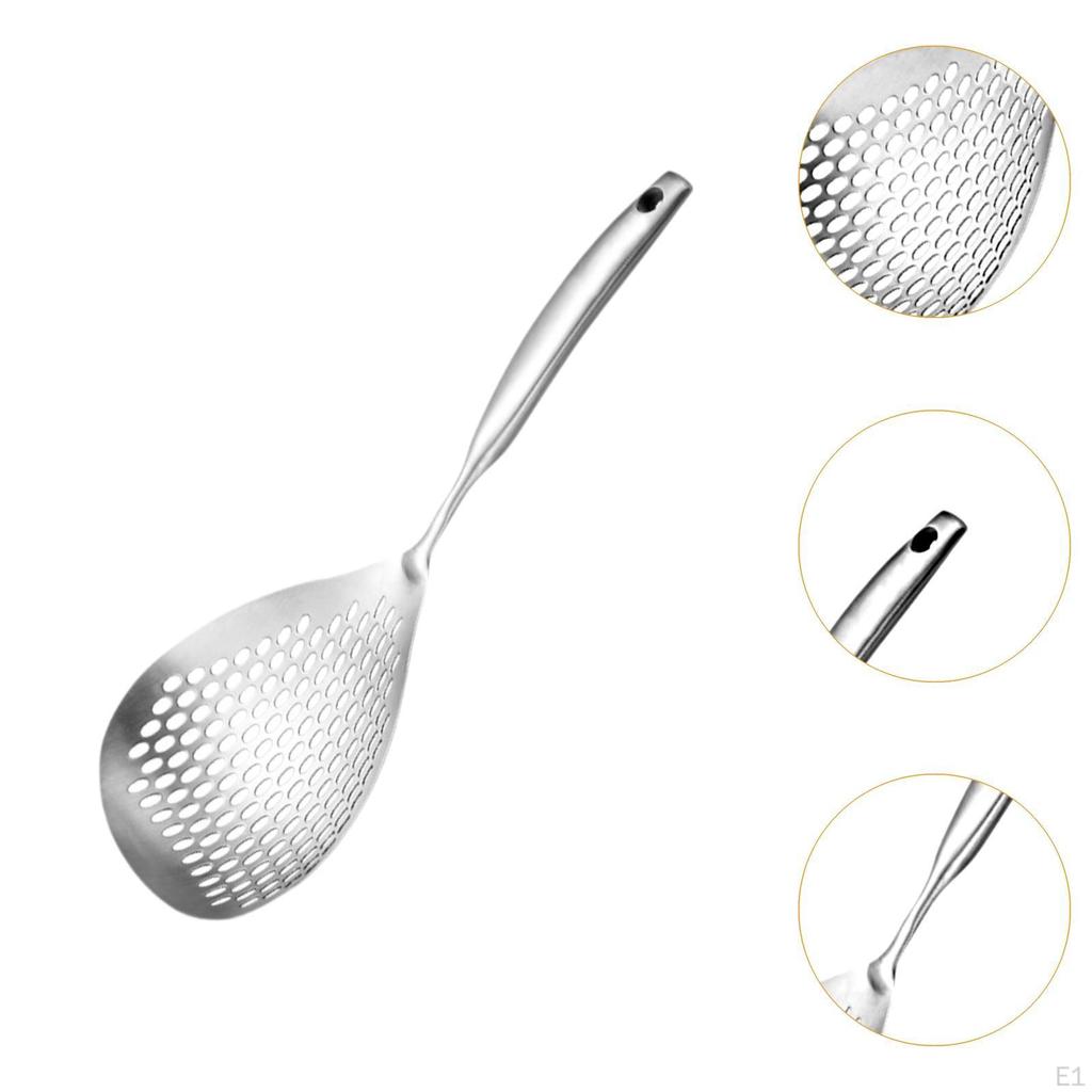 Stainless Steel Skimmer Spoon Pot with Long Handle Foam and Oil Sieve Fine Mesh