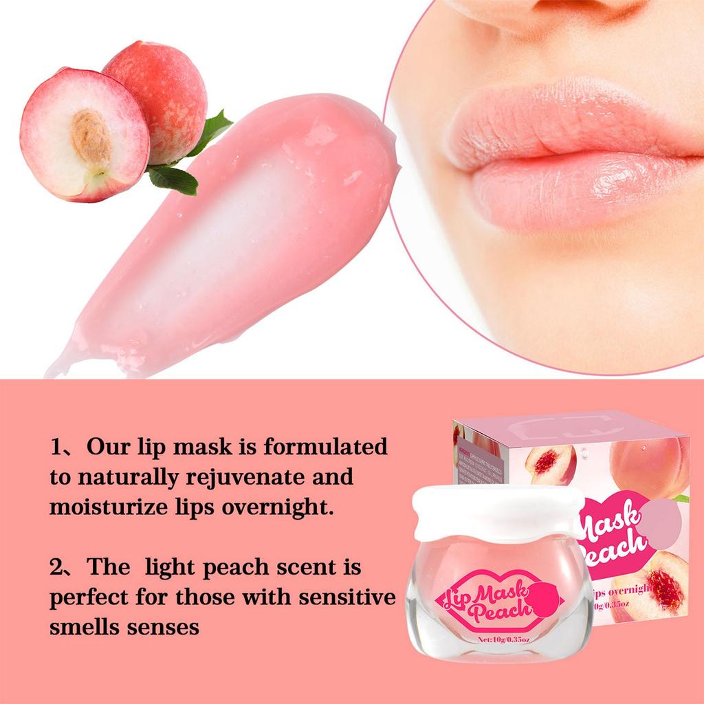 Peach Sleeping Mask, Lip Moisturizing Night Sleeping Lip Mask Effectively Moisturizes And Repairs Dry Lips,10g