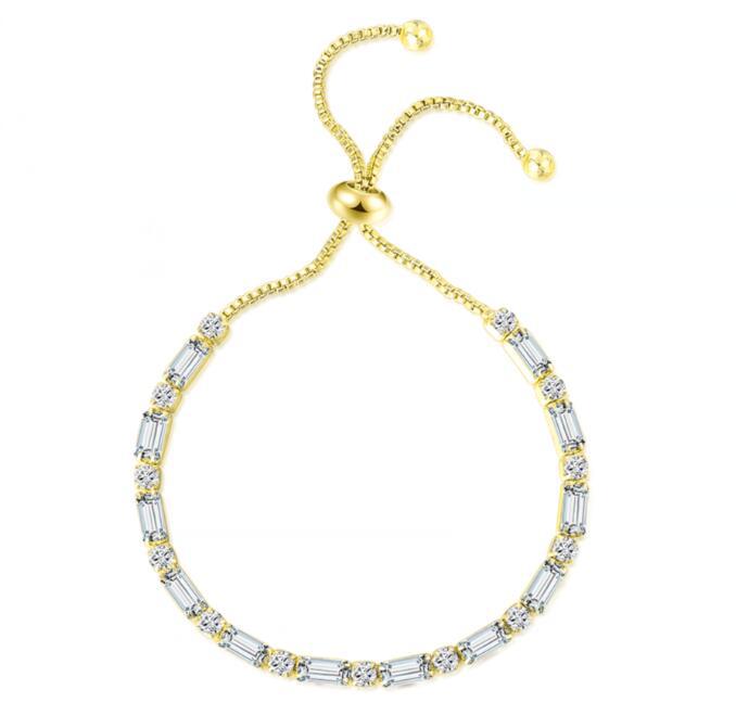 

Misty Moon, Геометрический цирконовый браслет с покрытием из розового золота, регулируемый женский браслет, ювелирное изделие