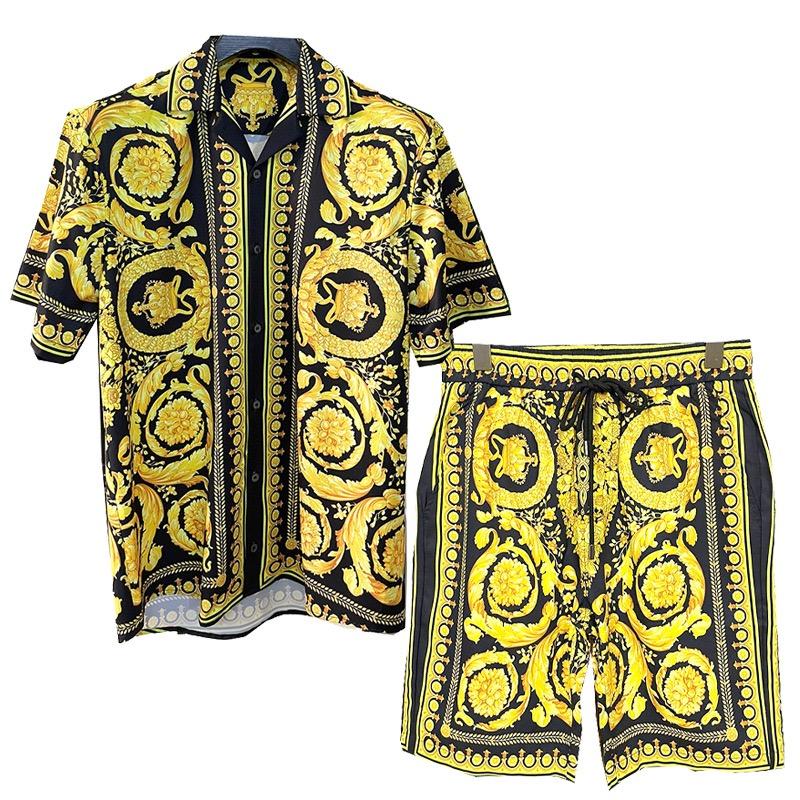 Fashion Hawaiian Suit Print Men Shirt 2Pcs Set luxury 3D Print Holiday Set Short Sleeve Casual Shirt Beach Two Piece Man Sets
