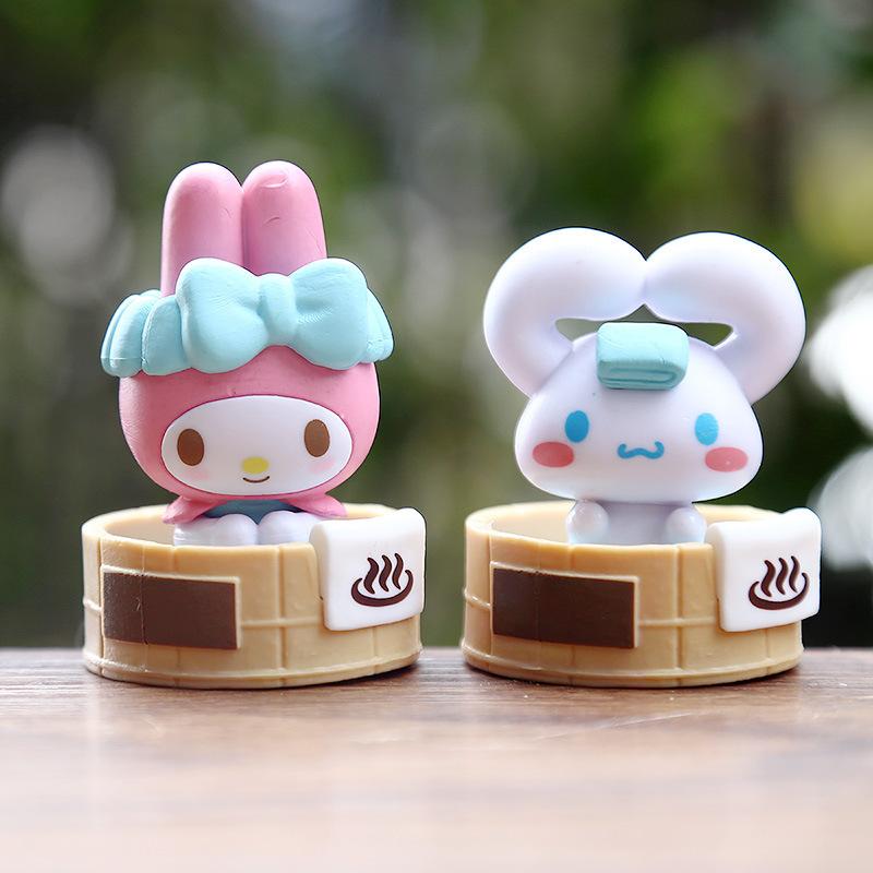 Anime Collectible Figurine Blind Box Bathing Kt Bath Theme Cute Cat Dog Mini Figurine Desktop Decoration Car Decor Cake Topper