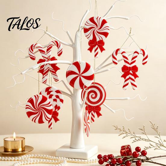 Decorative Hanging Candies for Holidays 12/24/36 Pcs Candy Christmas Tree Decorations, Lollipop Picks Tree, Red Indoor Holiday Party Wall Decorations