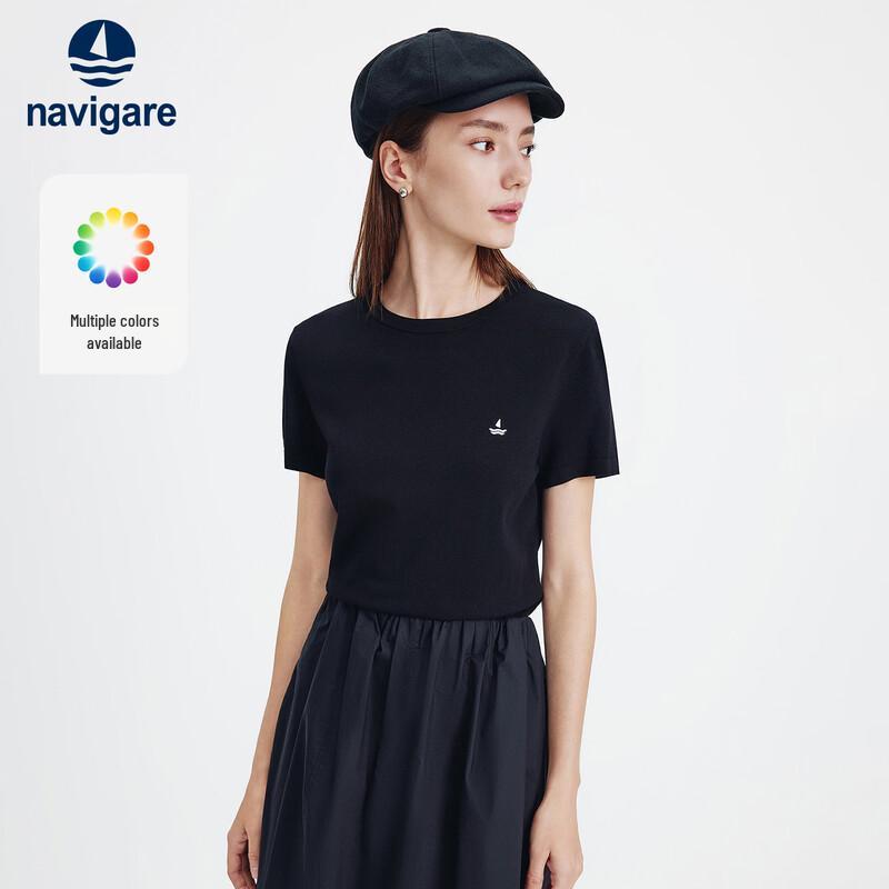 Navigare Women's Basic Short Sleeve Knit T-Shirt
