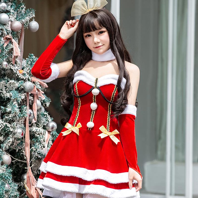 Pinxian Women's Christmas Elderly Santa Cloak Long Robe Cosplay Costume SD-174