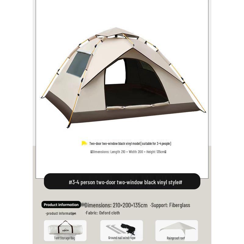 3-4 Person Fully Automatic Camping Tent, Thickened and Rainproof, Single/Double Layer