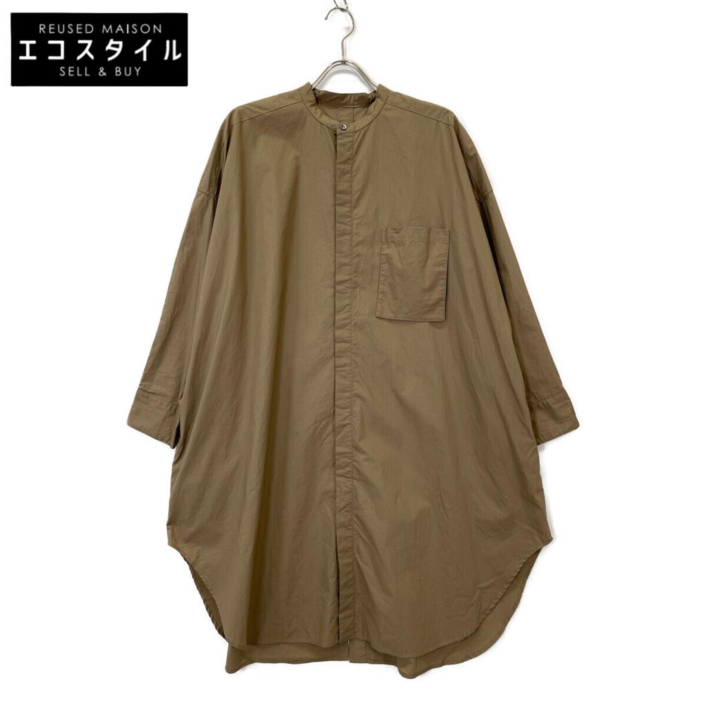 UNIVERSAL TISSU UT211SH009 Beige Natural Type Lighter Band Collar Long Shirt Tops Not Written beigeUsed