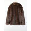 Women's Beige Faux Fur Blazer Coat Lapel Collar Warm Winter Jacket Office Lady