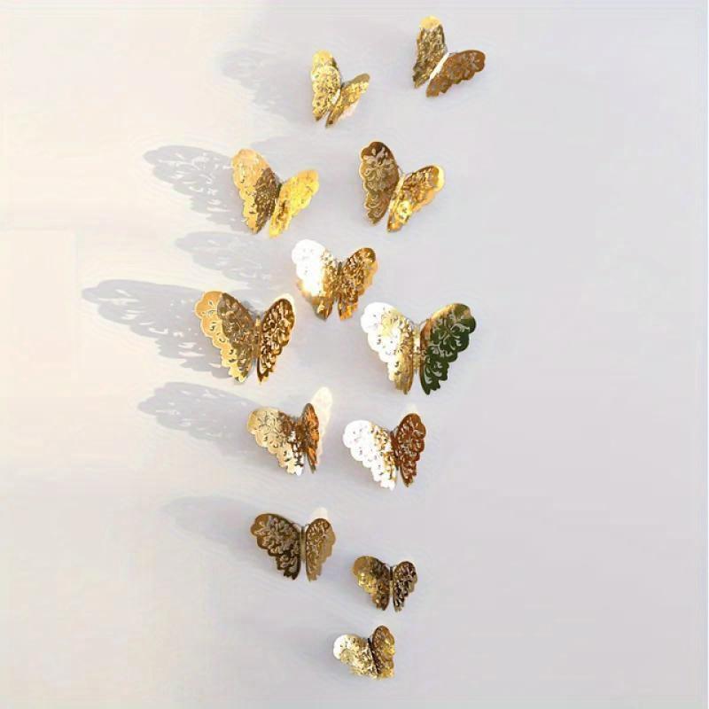 12Pcs Fashion 3D Hollow Butterfly Creative Wall Sticker For DIY Wall Stickers Modern Wall Art Home Decorations DIY Gift