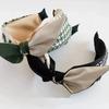 PROLY New Fashion Headband For Women Wide Side Bowknot Headwear Classic Houndstooth Patchwork Turban Hair Accessories