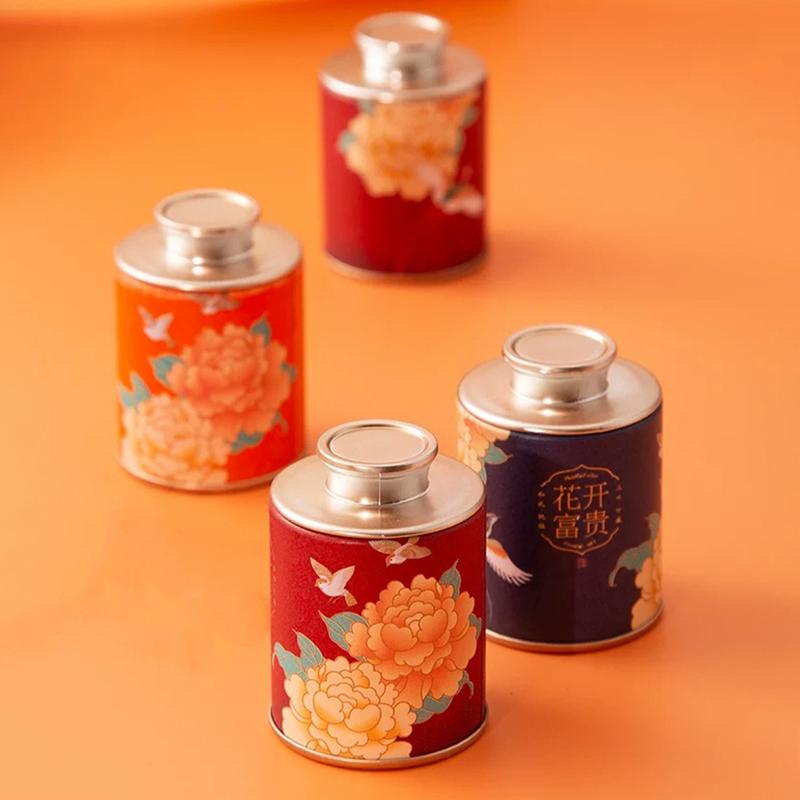 Solid Mini Empty Tea Tin Can Household Green Black Tea Sealed Jar Portable Travel Small Tea Packaging Box Mini Sealed Paper Ca