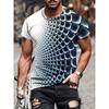 Men's 3D Printed Abstract Trendy Visual Illusion Short Sleeved T-shirt Fashionable Top Gradient Harajuku Streetwear T-shirt