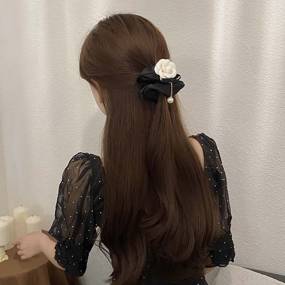 Accessories Pearl Cloth Girls Women Camellia Scrunchies Hair Bands Elastic Hair Rope Hair Circle