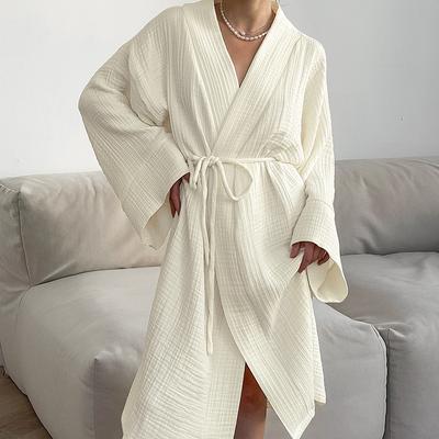 Spring Summer Women's Cotton Women's  Nightgown Gown Robe Long Sleeve Cardigan Gown Morning Gown Pajamas Home Clothes