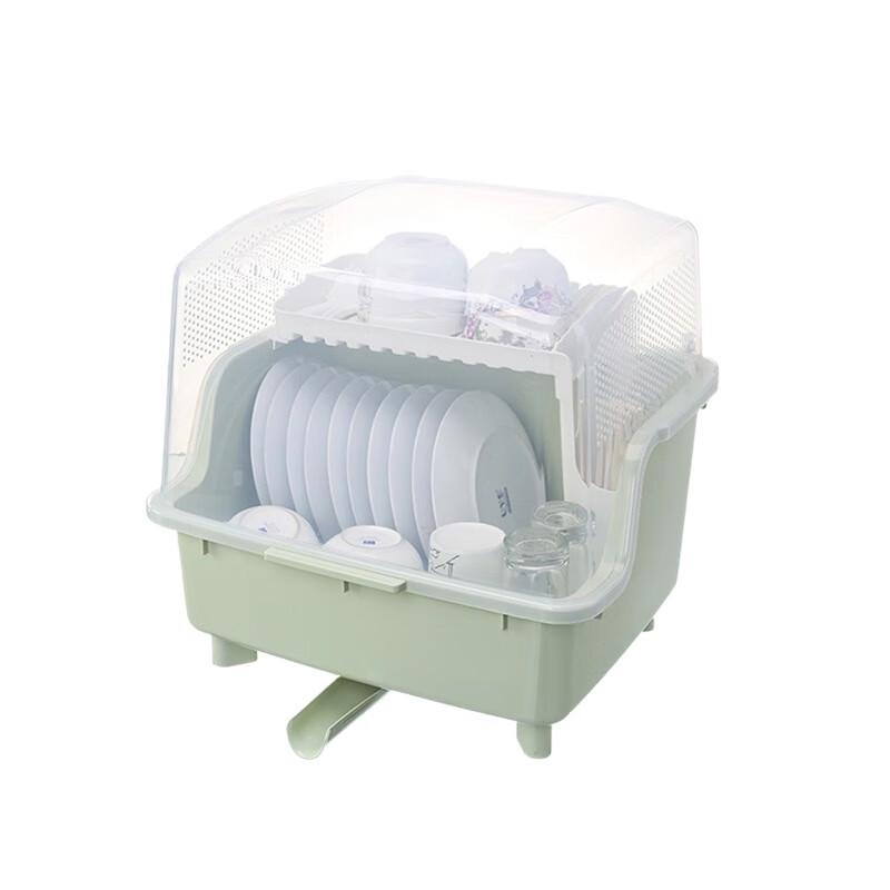 Extra Large Plastic Countertop Dish Drainer Rack with Lid