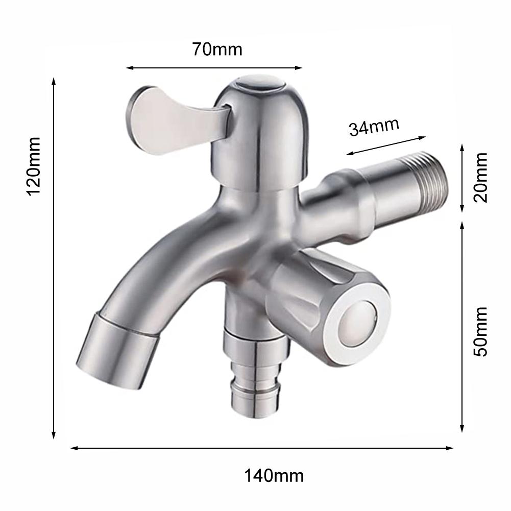 Home Improvement Easy Install Sink Dual Outlet Faucet Dual Outlet Faucet Drain 14*12*2cm Compatible With Sinks