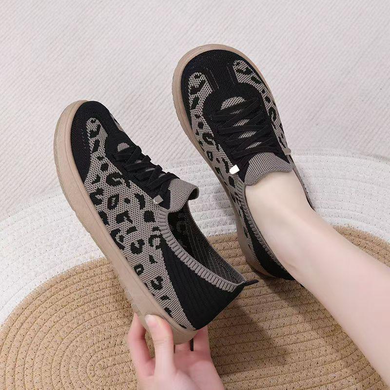 Autumn 2026 Leopard Print Women's Breathable Mesh Shoes - Lightweight, Versatile, Soft Sole, Comfortable Casual Footwear