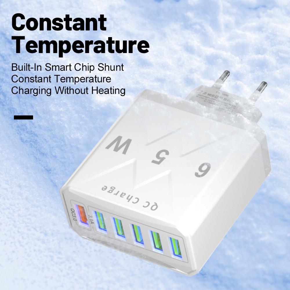 65W PD Fast Charger QC3.0, Compatible with Phones and Tablets, EU Standard.