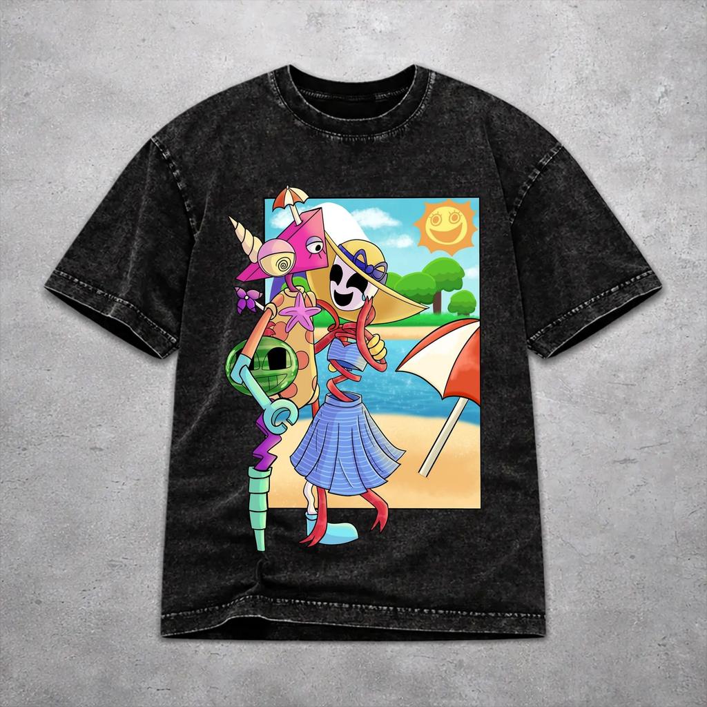 Harajuku TADC Cartoon Apparel T Shirt for Men Women Washed Cotton Tee Shirts Clothes