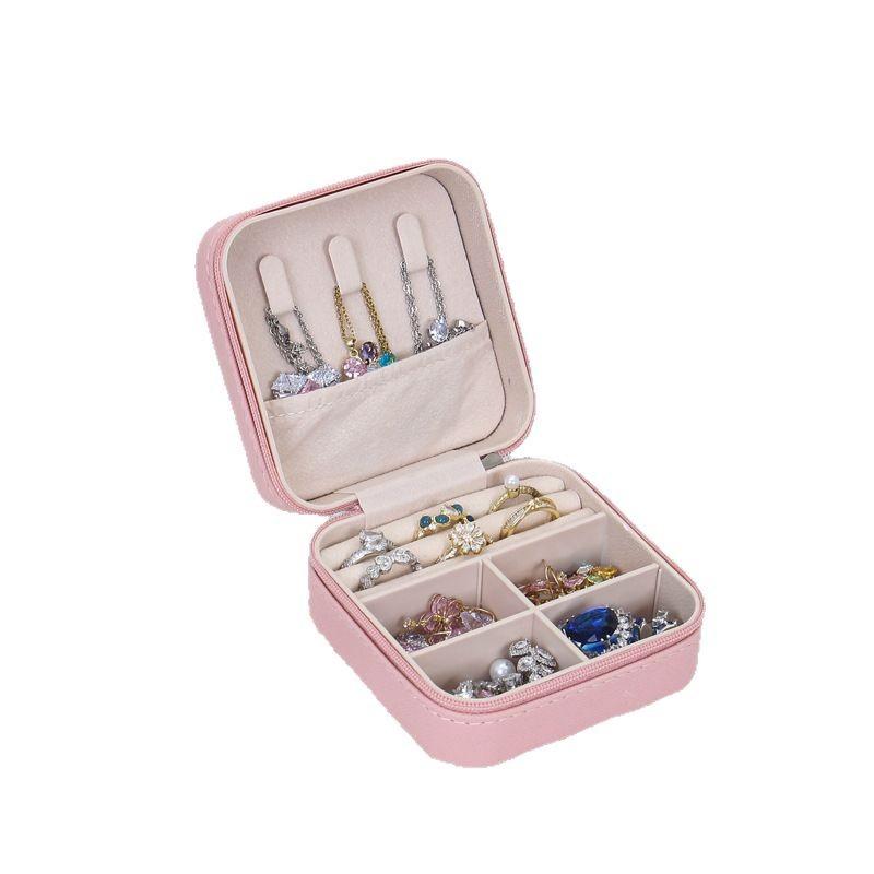 Portable Mini Jewelry Storage Box Travel Organizer Jewelry Case Leather Storage Earrings Necklace Ring Jewelry Organizer Display