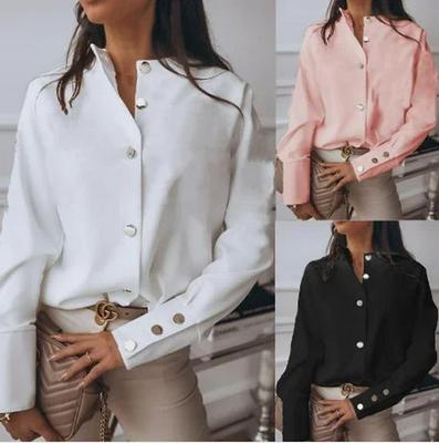 Übergroße lockere Mode-Cardigan-Bluse für Damen - Umlegekragen, Langarmbluse, Herbstkollektion 2021