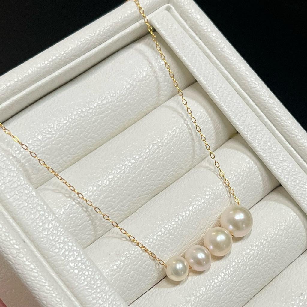 Gradual change in size natural freshwater pearl necklace women's s911 sterling silver light luxury niche high-end Passepartout collarbone chain