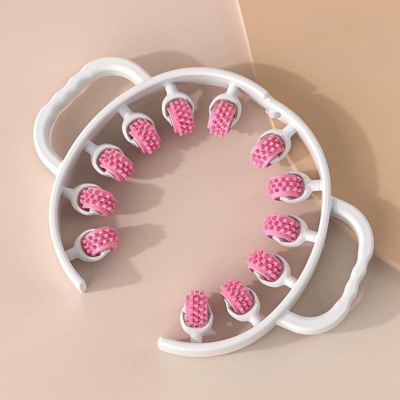 

1 шт. 360° роликовый массажер для мышц, 12-колесный кольцевой массажер для ног, икр, ног, рук, пластиковый роликовый жиросжигатель для мышц и фасций