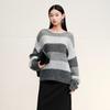 Sweet Basil Women's Striped Round Neck Long Sleeve Knit Sweater