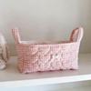 Square Small Quilted Storage Basket Folding Cosmetic Organizer  Home Supplies