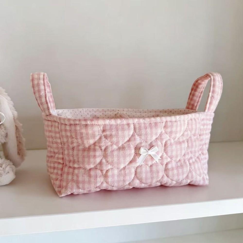 Square Small Quilted Storage Basket Folding Cosmetic Organizer Home Supplies