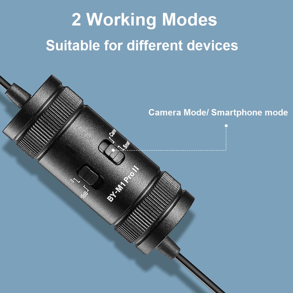 BOYA BY-M1 Pro II   Clip-on Microphone  -directional Condenser   Mic 3.5mm TRRS Plug 6M   Cable Plug-and-Play for Smartphone Camera