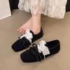 Fashion Elegant Lace Square Head Casual Mary Jane Shoes Women's Spring 2025 New Shallow Mouth Comfortable Flat Ballet Style Single Shoes