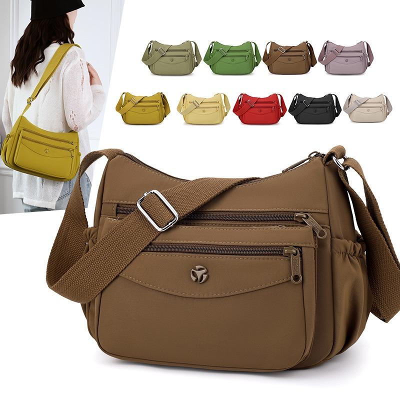 Chinese Ladies Bag New Solid Color Lightweight Nylon Cloth Bag Dumpling Bag Middle-aged Niche Single Shoulder Oblique Span Bag Women