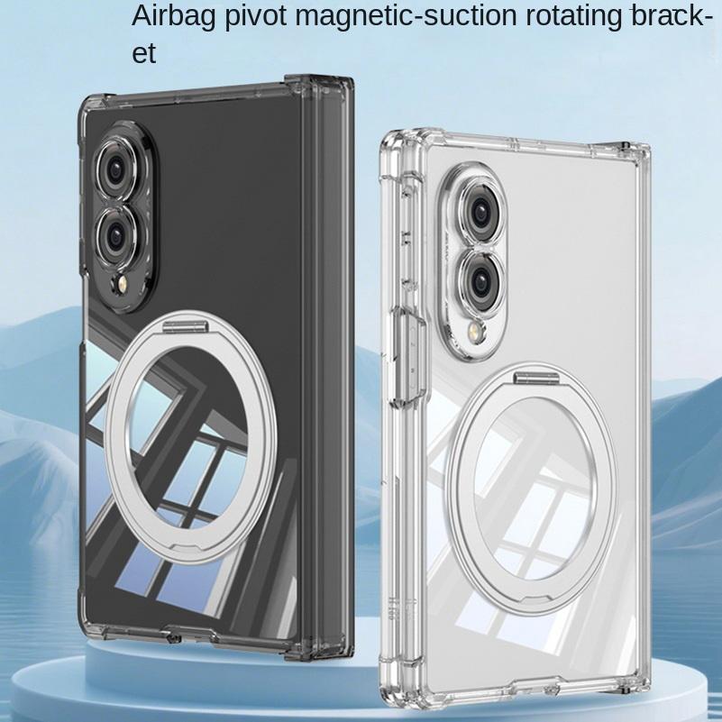 Reinforced Corner Airbags Transparent Case for Samsung Galaxy Z Fold 8 Fold8 Ultra Metal Ring Holder Glass protective film Cover